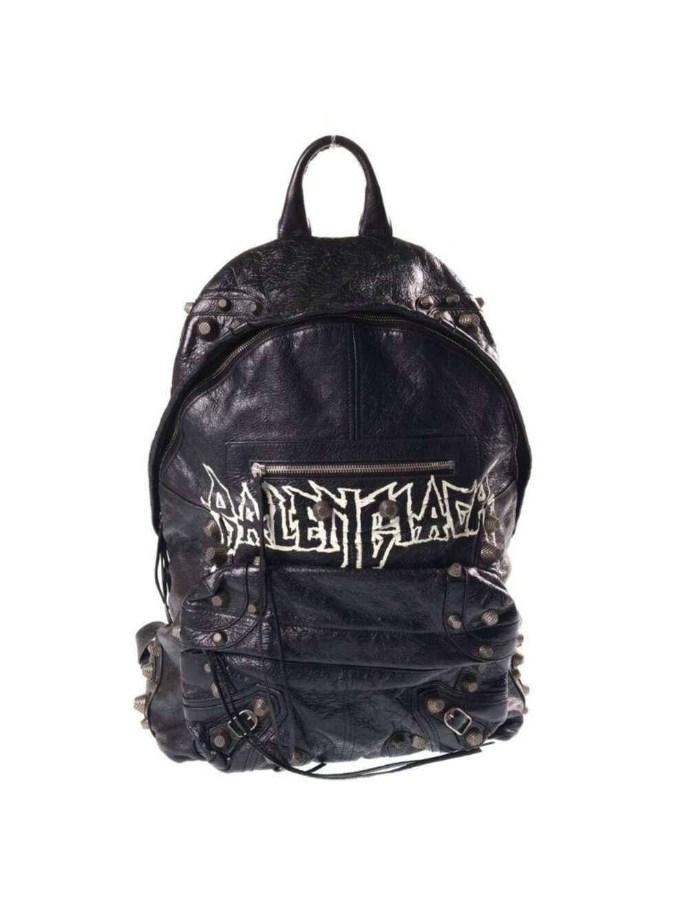 Balenciaga le Cagole Diy Metal le Logo Paint Studded Leather Backpack Black